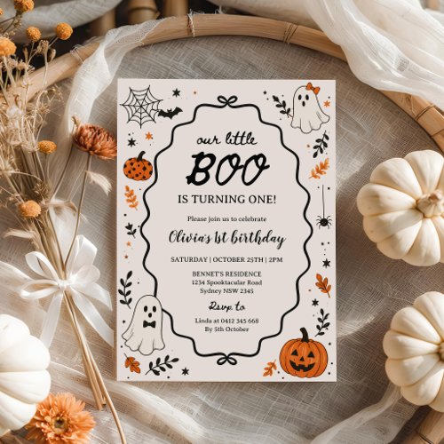 Halloween Little Boo Ghost 1st Birthday Party Invitation