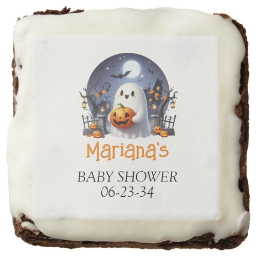 Halloween Little Boo Ghost Baby Shower Brownie