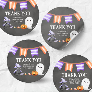 Halloween Little Boo Ghost Baby Shower Classic Round Sticker