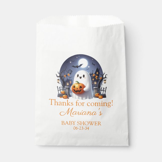 Halloween Little Boo Ghost Baby Shower Favor Bag (Front)