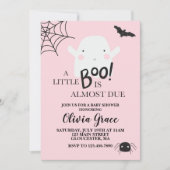 Halloween Little Boo Ghost Baby Shower Pink Invitation (Front)