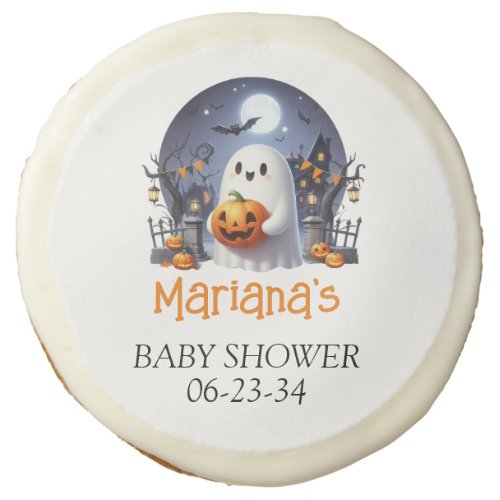 Halloween Little Boo Ghost Baby Shower Sugar Cookie