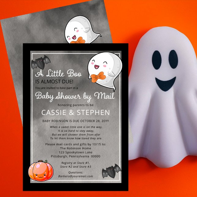 Halloween Little Boo Ghost Boy Baby Shower by Mail Invitation (Halloween A Little Boo Ghost Boy Baby Shower By Mail Invitation)