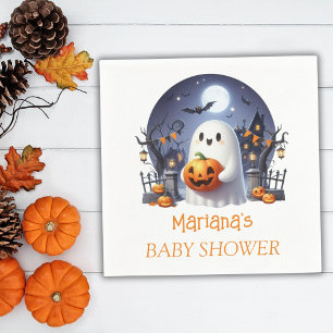 Halloween Little Boo Ghost Boy Baby Shower Napkins