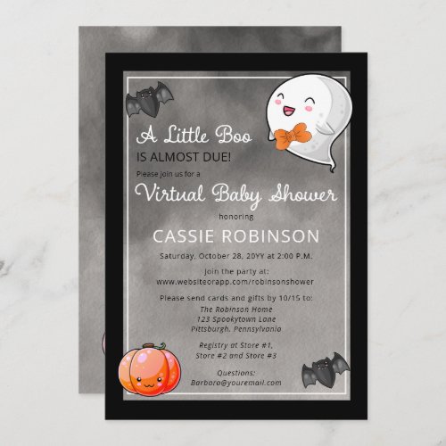 Halloween Little Boo Ghost Boy Virtual Baby Shower Invitation