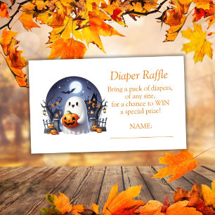 Halloween Little Boo Ghost Diaper Raffle Ticket Enclosure Card