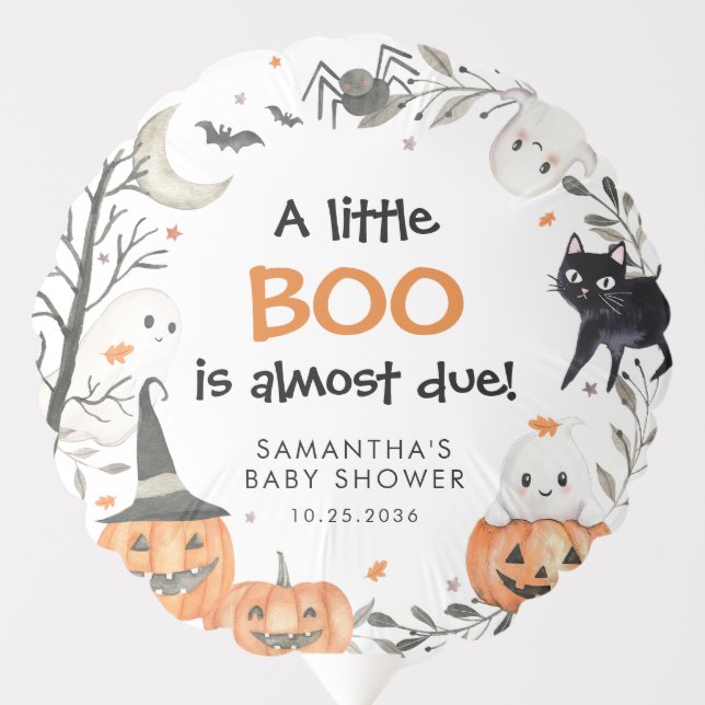 Halloween Little Boo Ghost Pumpkin Baby Shower Balloon (Front)