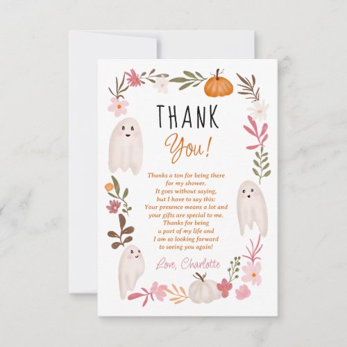 Halloween little boo Ghosts Cute baby shower Thank You Card