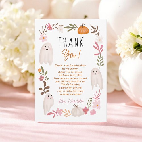 Halloween little boo Ghosts Cute baby shower Thank You Card