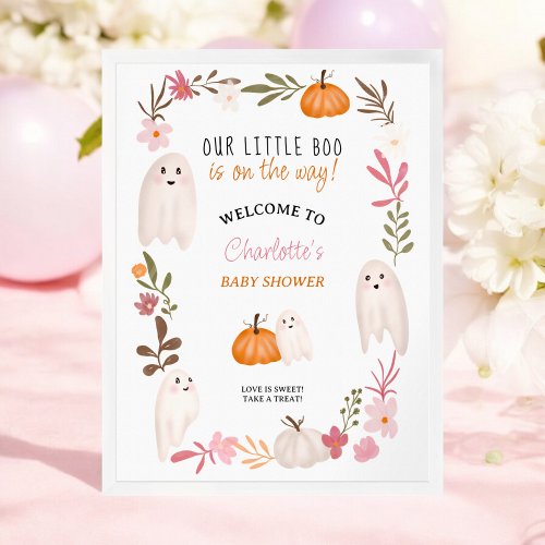 Halloween little boo Ghosts welcome baby shower Poster