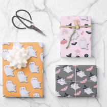 Halloween Little Boo Ghosts Wrapping Paper Sheets