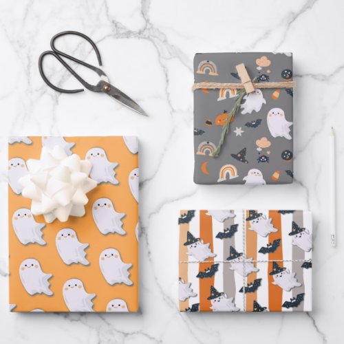 Halloween Little Boo Ghosts Wrapping Paper Sheets