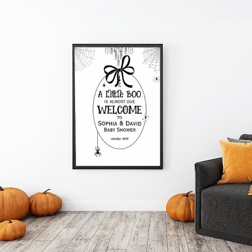 Halloween Little Boo Gothic Baby Shower Poster