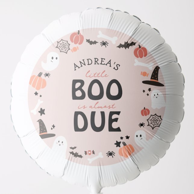 Halloween Little Boo is Almost Due Baby Shower Balloon (Front)