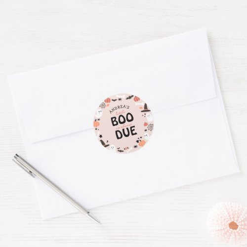 Halloween Little Boo is Almost Due Baby Shower Classic Round Sticker
