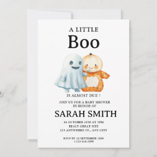 Halloween Little Boo is Almost Due Baby Shower Invitation