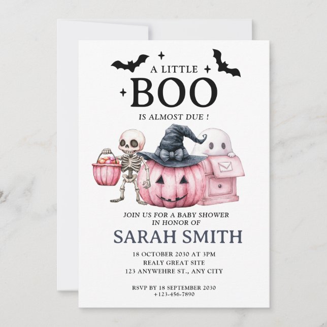 Halloween Little Boo is Almost Due Baby Shower Invitation (Front)