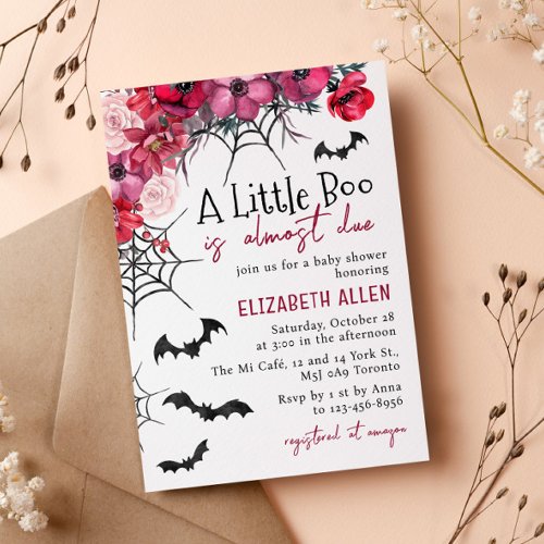 Halloween Little Boo Is Almost Due Baby Shower Invitation
