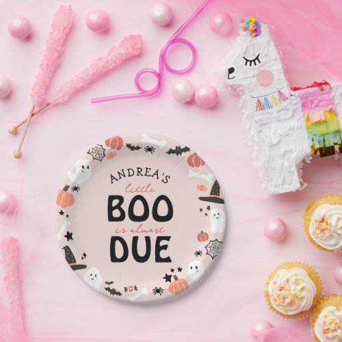 Halloween Little Boo is Almost Due Baby Shower Paper Plates