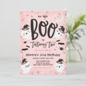 Halloween Little Boo Pink Ghost 2nd Birthday Party Invitation (Standing Front)