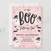 Halloween Little Boo Pink Ghost 2nd Birthday Party Invitation (Front)