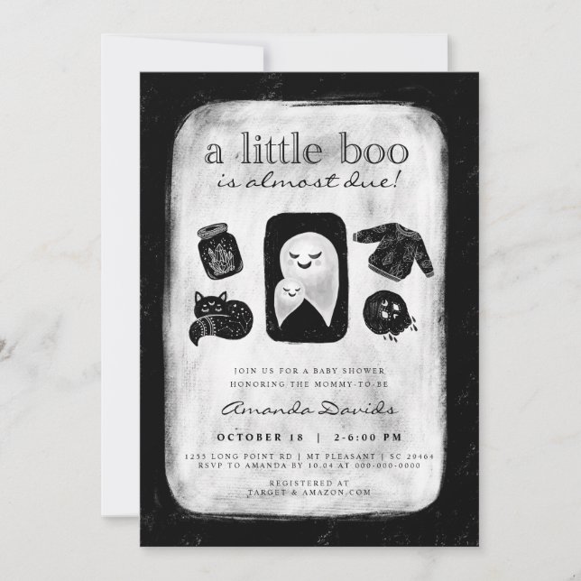 Halloween Little Boo Skull Sprinkle Baby Shower In Invitation (Front)