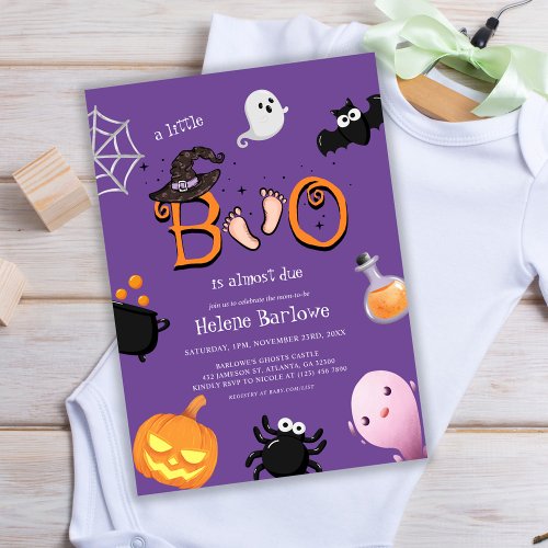 Halloween Little Boo Spooky Baby Shower Invitation