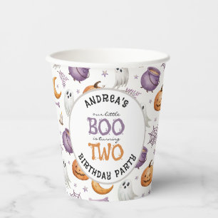 Halloween Little Boo Turning Two 2nd Birthday Paper Cups