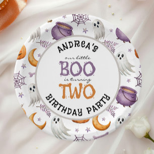 Halloween Little Boo Turning Two 2nd Birthday Paper Plates