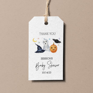 Halloween Little Boo Watercolor Baby Shower  Gift Tags