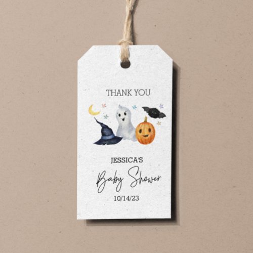 Halloween Little Boo Watercolor Baby Shower  Gift Tags