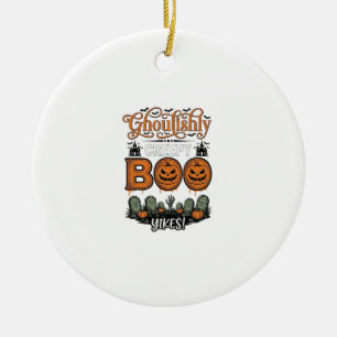 Halloween Little Boo Yah Cute Spooky Vector Design Ceramic Ornament