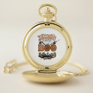 Halloween Little Boo Yah Cute Spooky Vector Design Pocket Watch