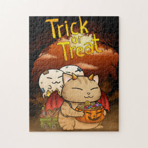 Halloween Little Devil Cat Jigsaw Puzzle