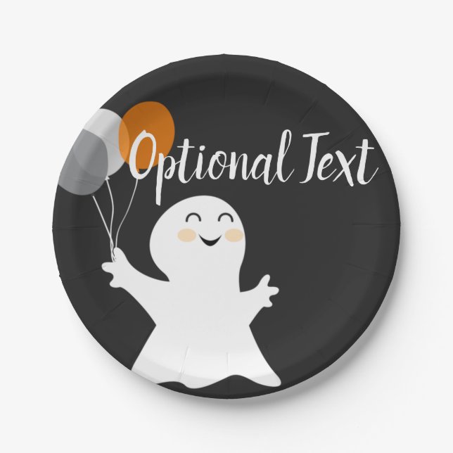 Halloween Little Ghost with Balloons  Paper Plates (Front)