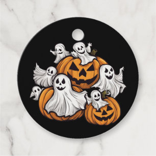 Halloween: Little Ghosts with Pumpkins -  Favor Tags