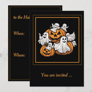 Halloween: Little Ghosts with Pumpkins - Invitation