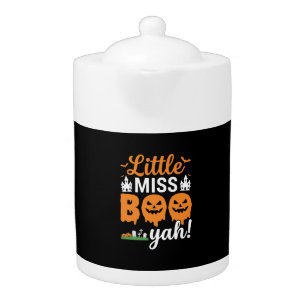 Halloween Little Miss Boo Yah Pumpkin Design_1 Teapot
