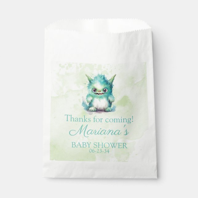 Halloween Little Monster Boy Baby Shower Favor Bag (Front)
