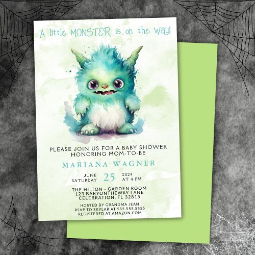 Halloween Little Monster Boy Baby Shower Invitation