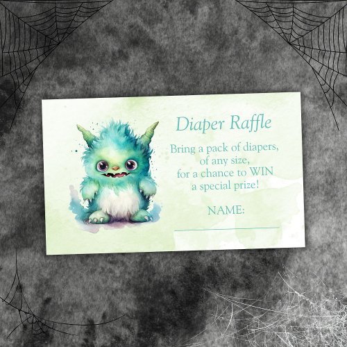 Halloween Little Monster Boy Diaper Raffle Ticket Enclosure Card