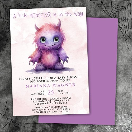 Halloween Little Monster Girl Baby Shower Invitation
