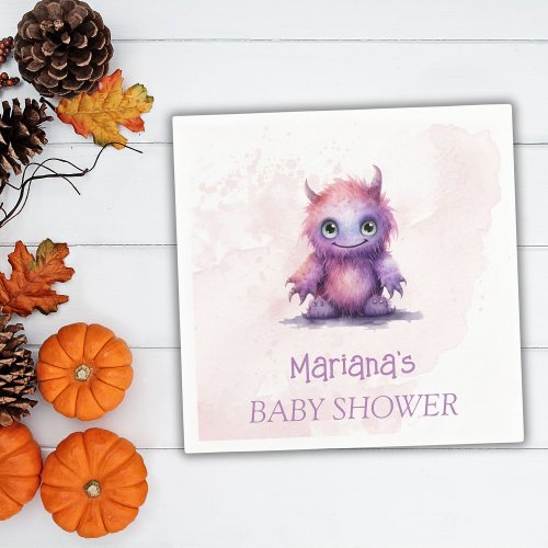 Halloween Little Monster Girl Baby Shower Napkins