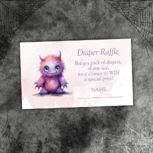 Halloween Little Monster Girl Diaper Raffle Ticket Enclosure Card
