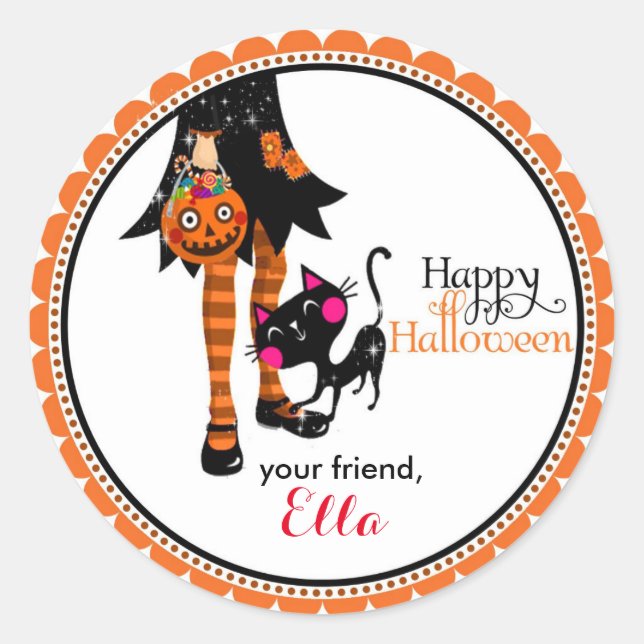 Halloween Little Witch goodie bag favor stickers (Front)