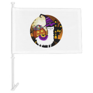 Halloween Llama Alpaca Funny Lama Glama Cool Gift Car Flag