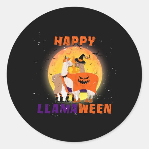 Halloween Llama Classic Round Sticker