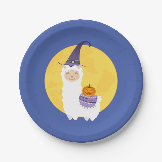 Halloween Llama Party Paper Plates (Front)