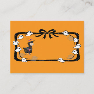 Halloween Llama Wearing Witch Hat Orange Place Card