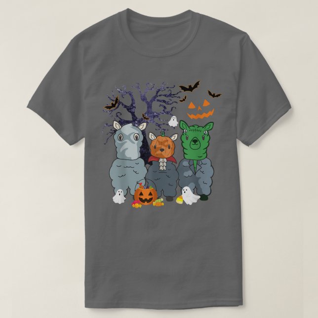 Halloween Llama Witch Scary Halloween Costume  T-Shirt (Design Front)
